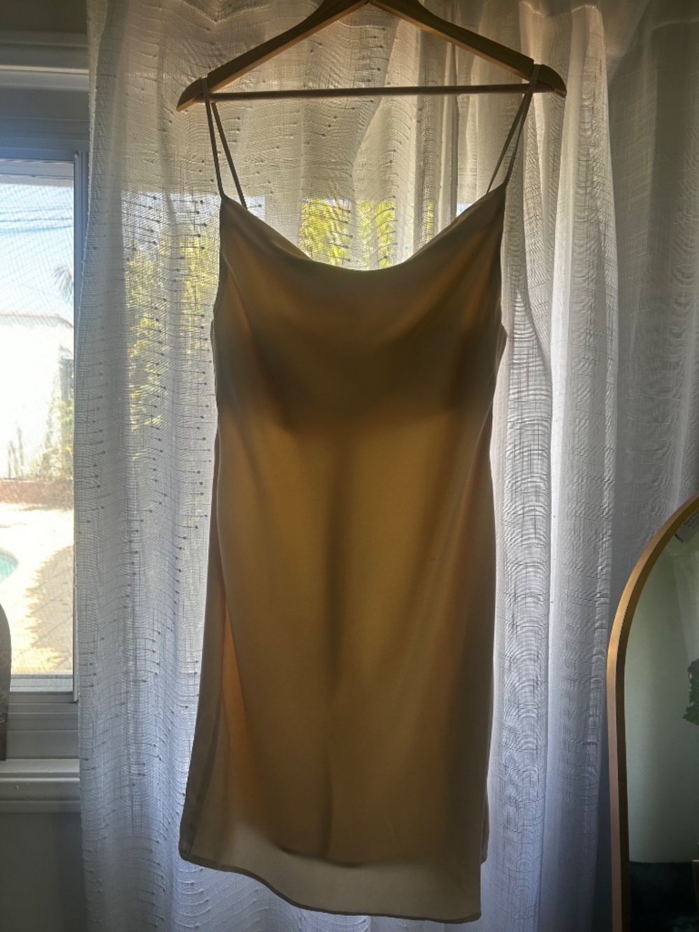 urban outfitters champagne satin slip dress cowl neck size m - Picture 11 of 12